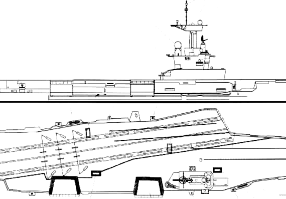 Авианосец NMF Charles de Gaulle R91 (Aircraft Carrier] - чертежи, габариты, рисунки